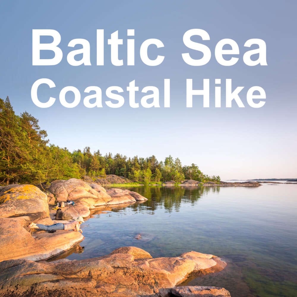 Guided hiking tour on the Baltic Sea coast near Helsinki, Finland.