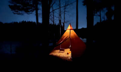 Hot tent winter camping in Nuuksio National Park