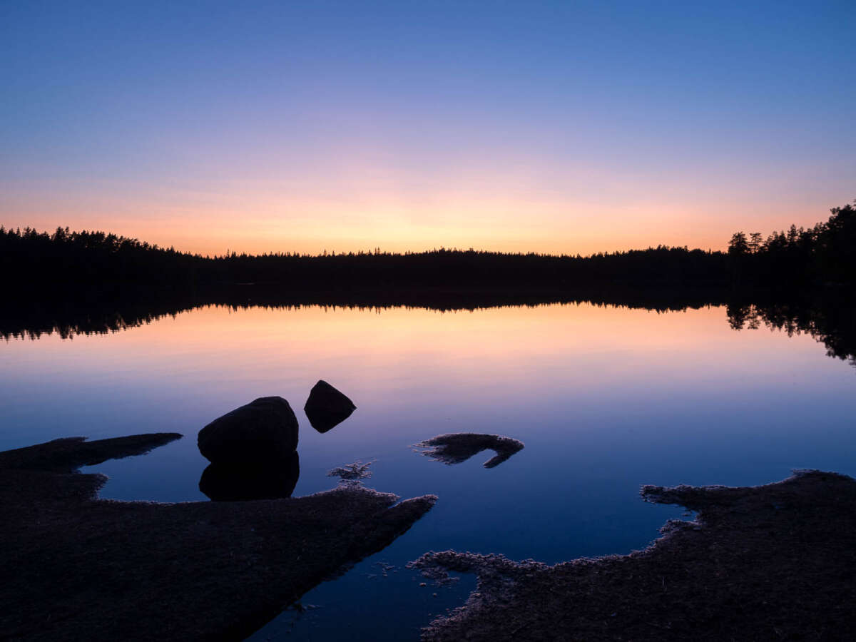 Nuuksio National Park in summer, in August. Typical Finnish landscape with lake in a forest. Finnish nature near Helsinki, Finland.