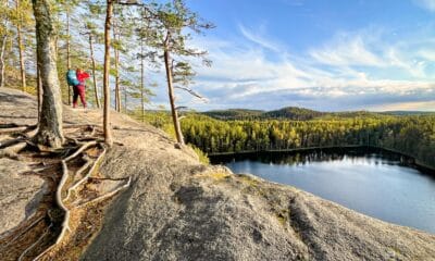 Hiker at Olhavanvuori in Repovesi National Park
