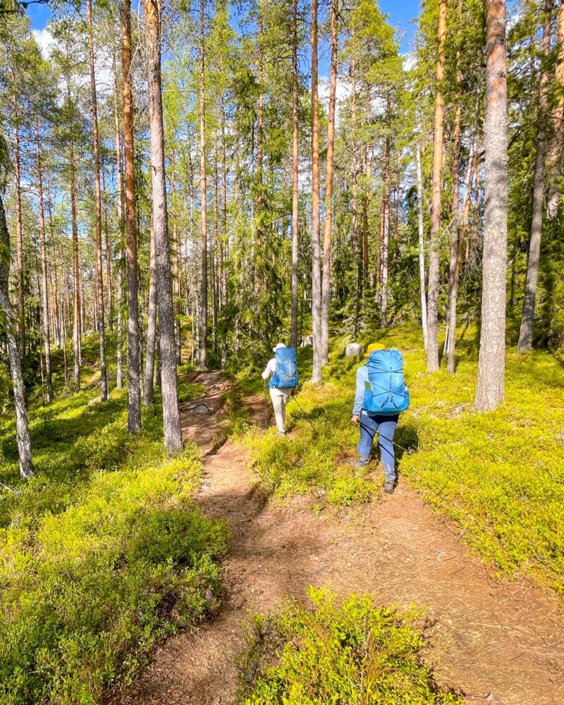 Two hikers on a camping trip at Repovesi National Park