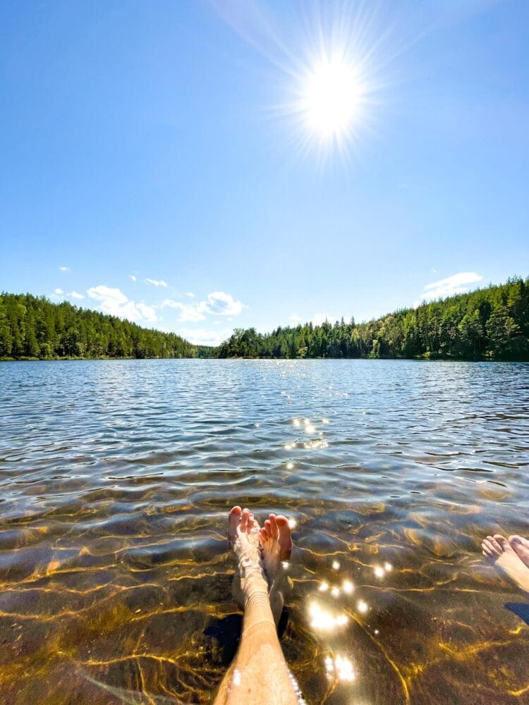Swimming in a lake at Repovesi National Park