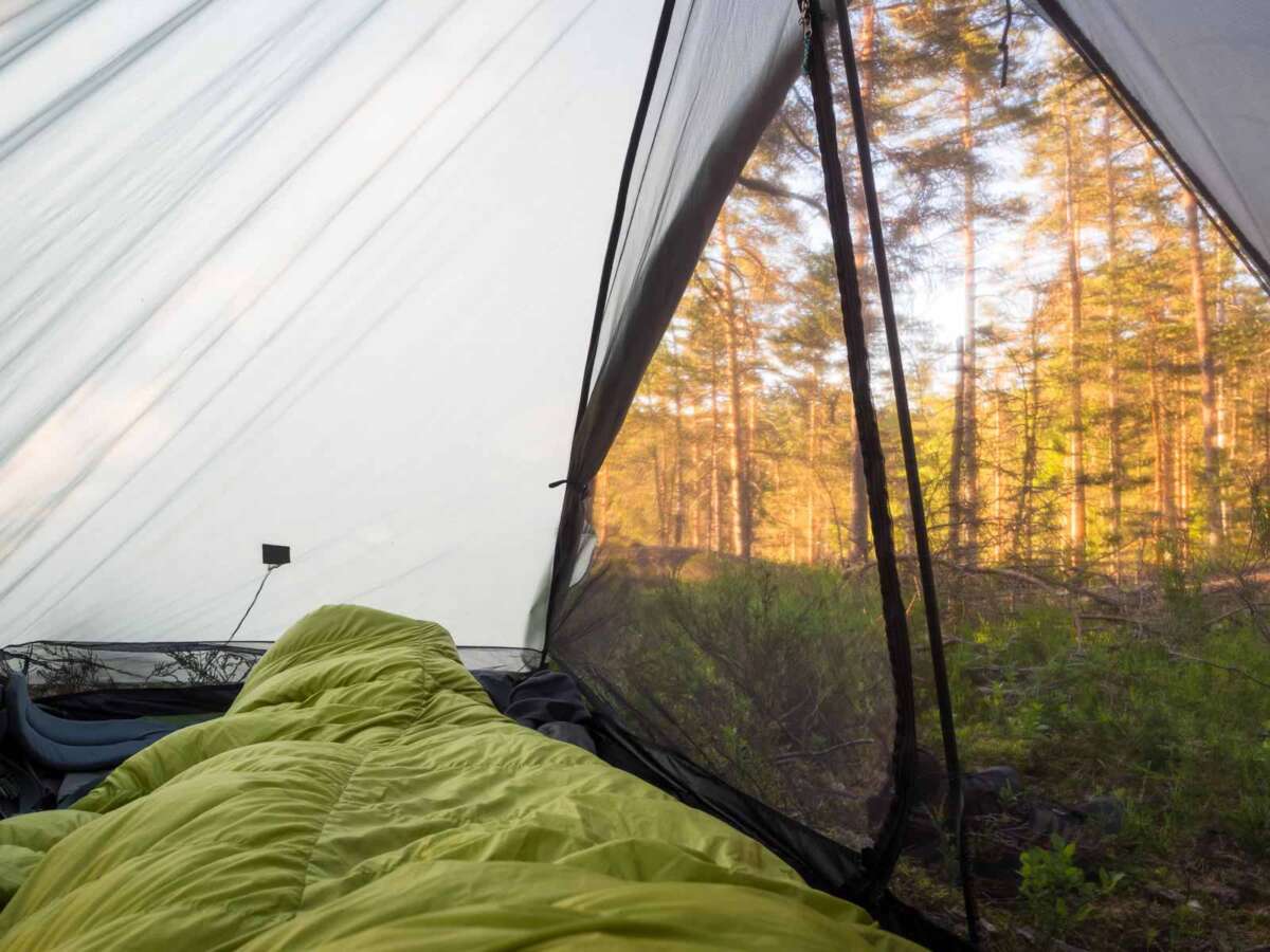 Tent is your home in nature when camping in Nuuksio National Park.