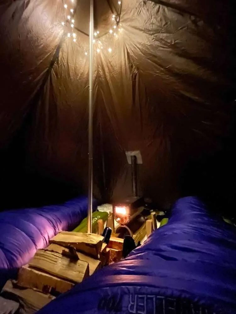Nuuksio National Park winter camping tour near Helsinki, Finland.